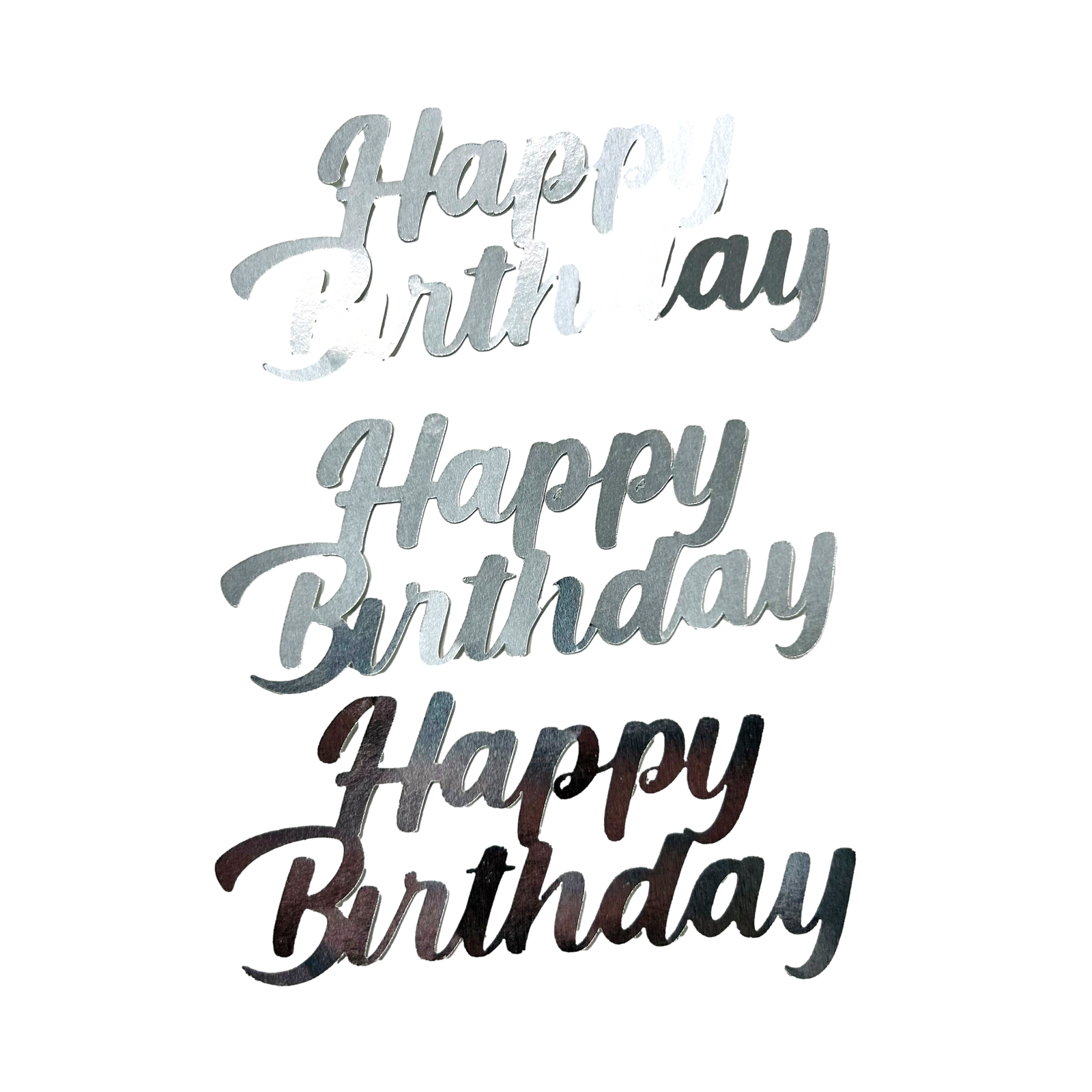 Happy Birthday Silver Cake/Cupcake Topper Cardstock x 5
