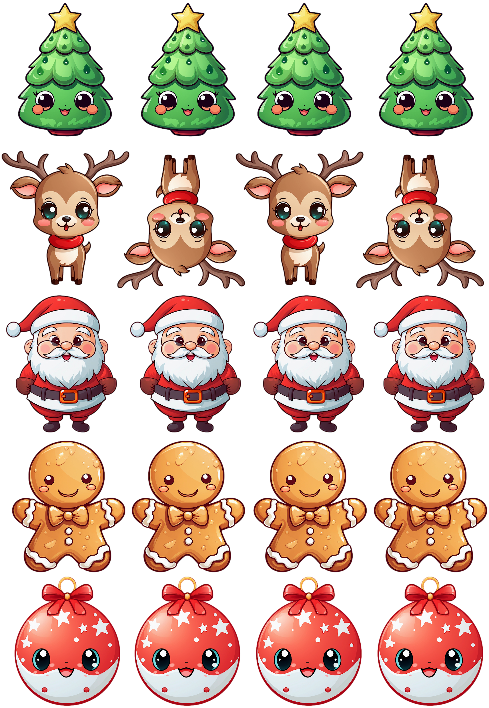 CHRISTMAS KAWAII WAFER TOPPERS (20PK)