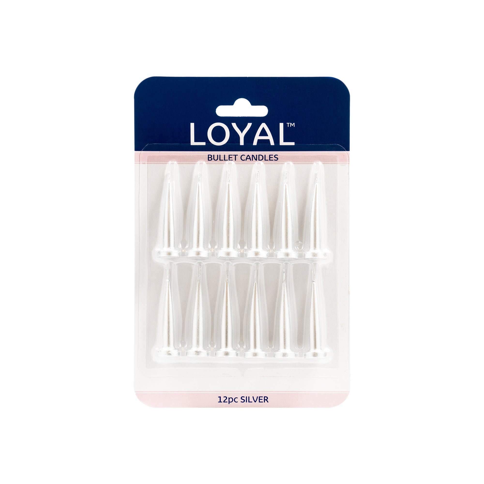 Bullet Candle Metallic Silver (12pc)