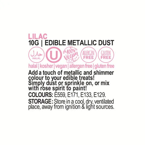 VIVID LILAC EDIBLE METALLIC DUST 10G