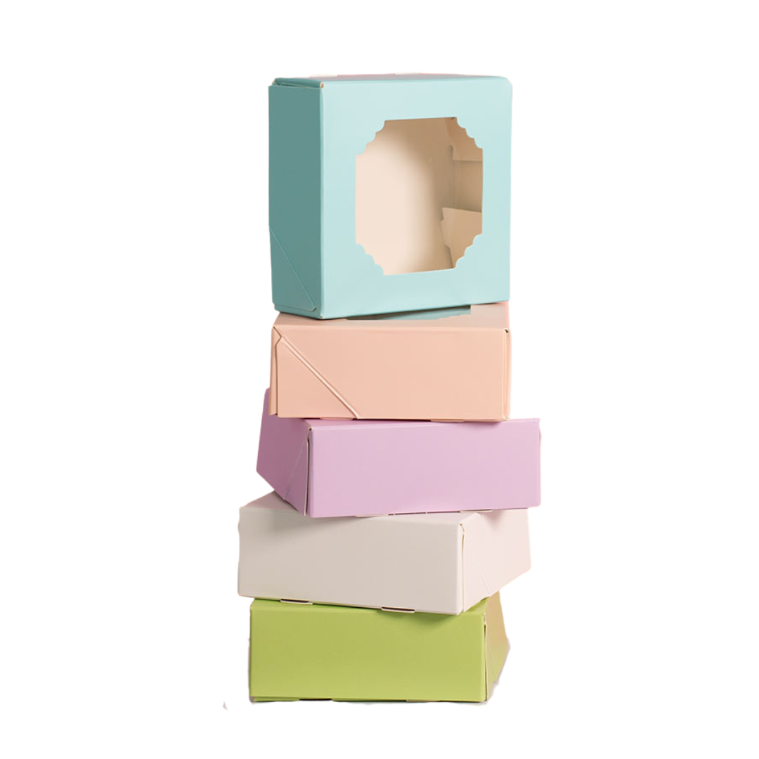 Scalloped Small Treat Box MIXED COLOURS 5pk