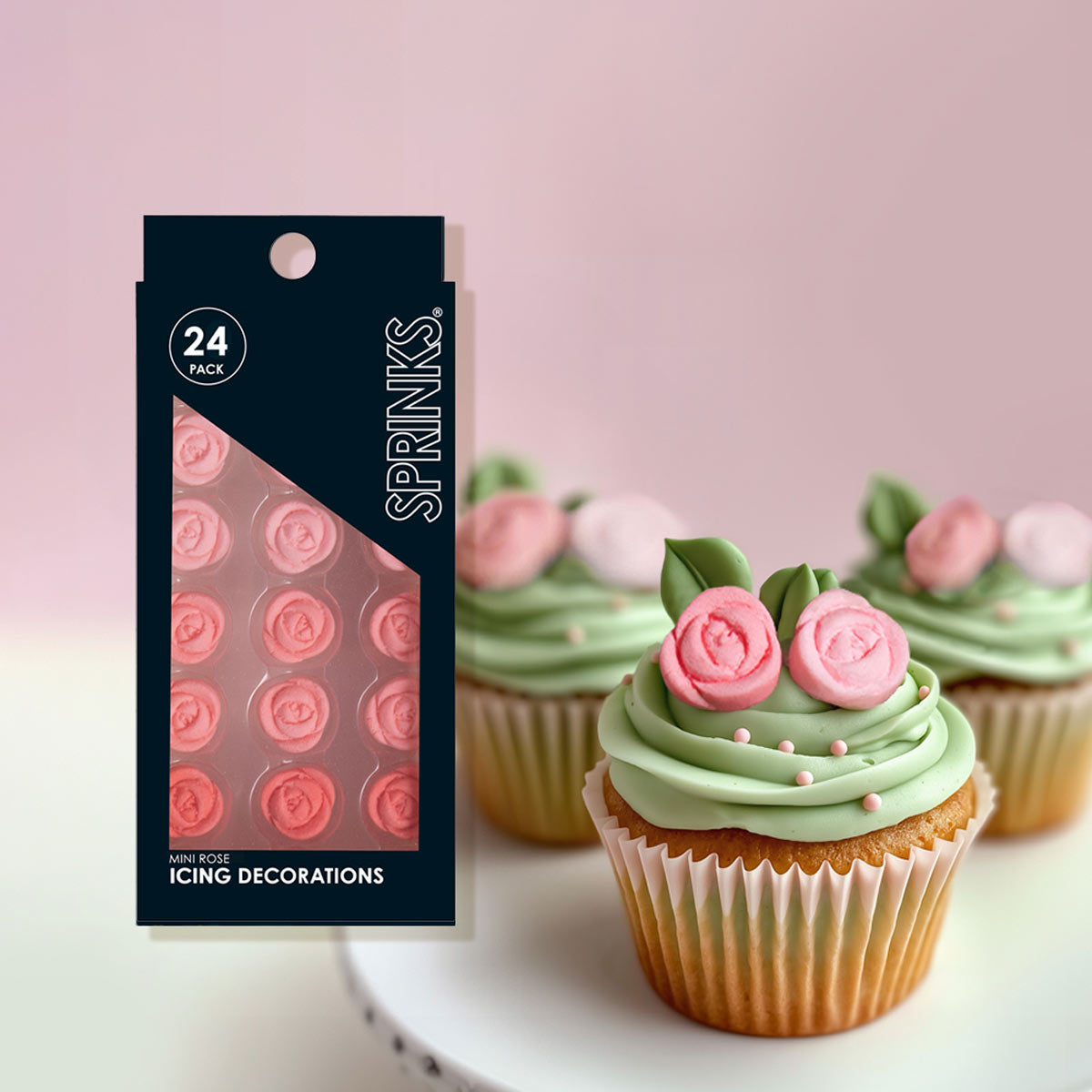Ombre Mini Roses Icing Decorations 24 pieces