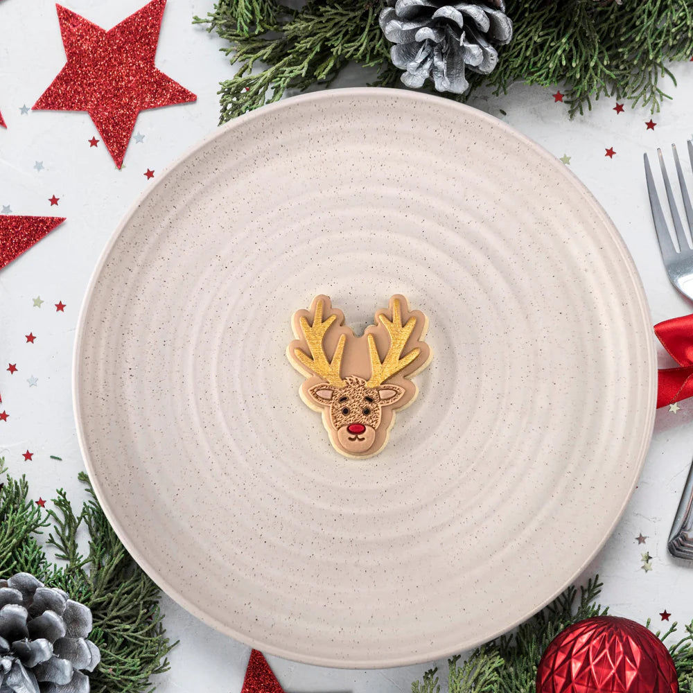 Mini Reindeer Cookie Cutter & Debosser Set