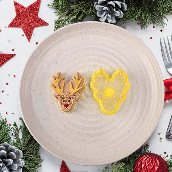Mini Reindeer Cookie Cutter & Debosser Set