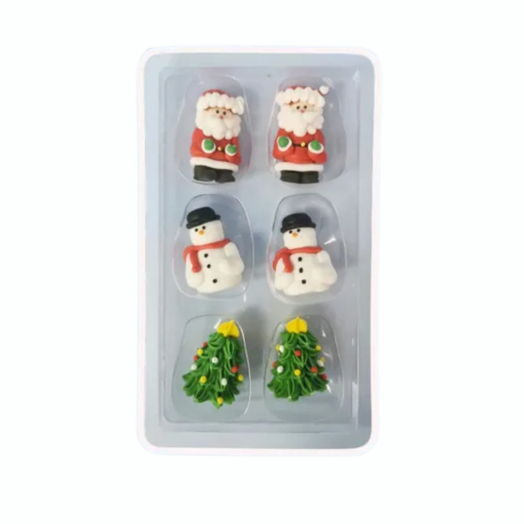 Sugar Decorations CHRISTMAS 3D FIGURES 6 PIECE