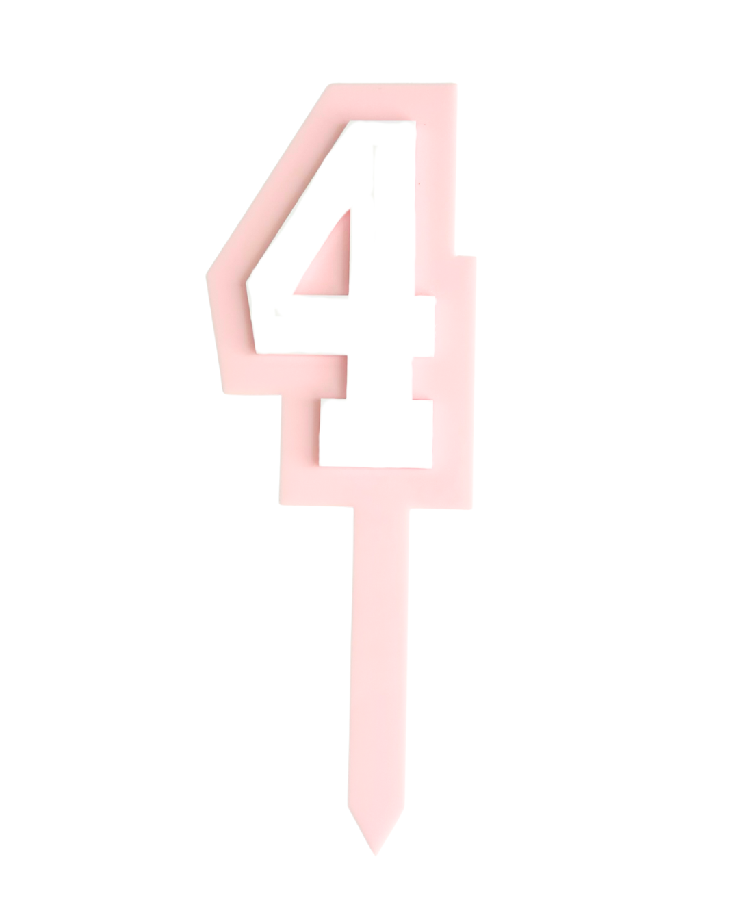 4 PINK+WHITE LAYERED ACRYLIC CAKE TOPPER