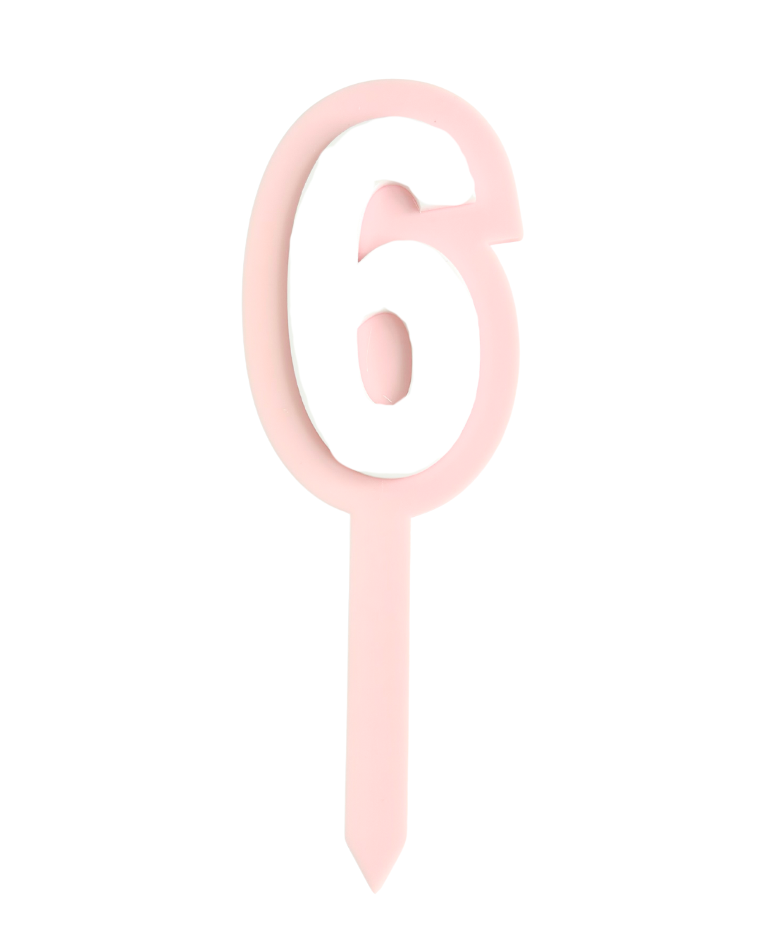 6 PINK+WHITE LAYERED ACRYLIC CAKE TOPPER