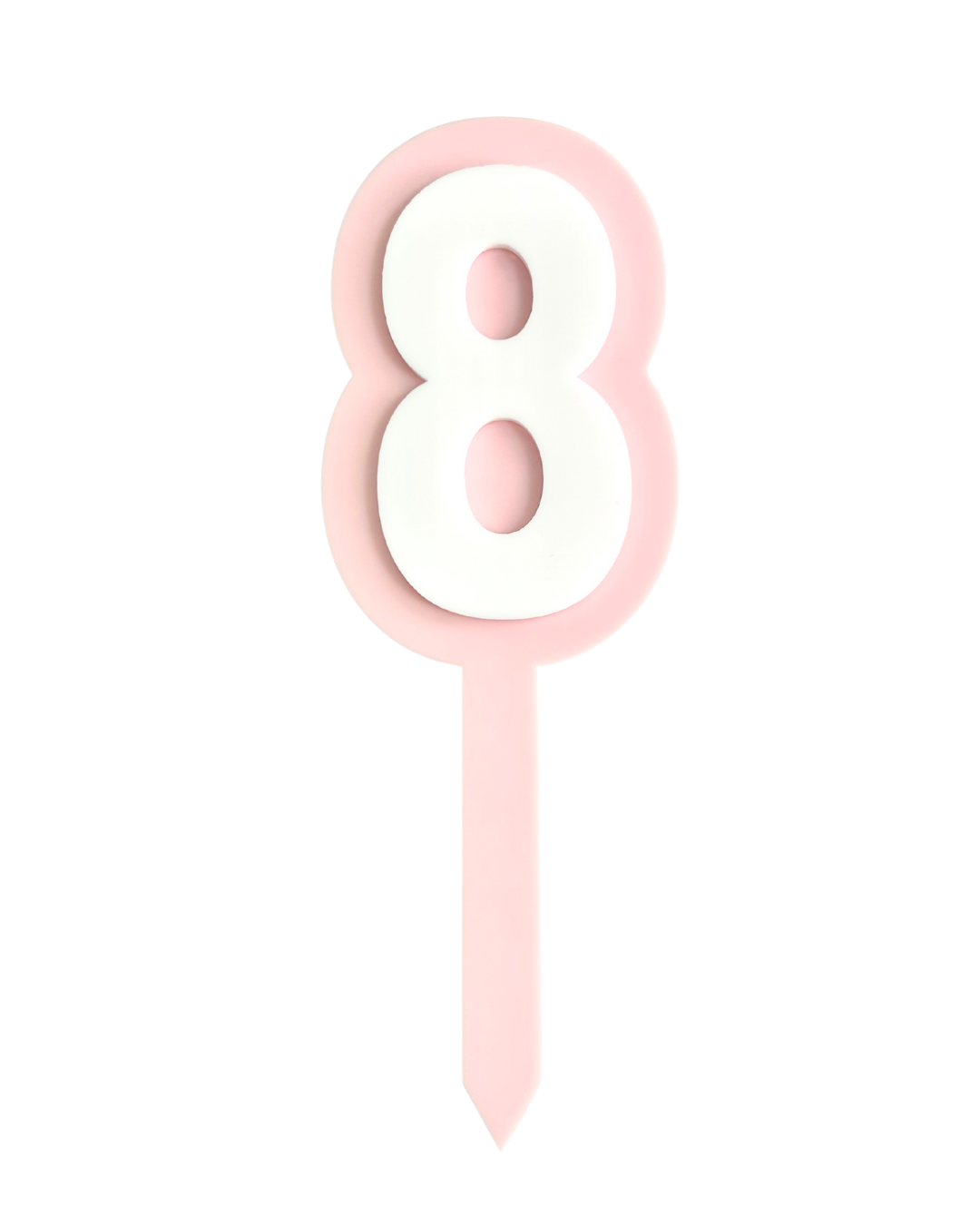 8 PINK+WHITE LAYERED ACRYLIC CAKE TOPPER