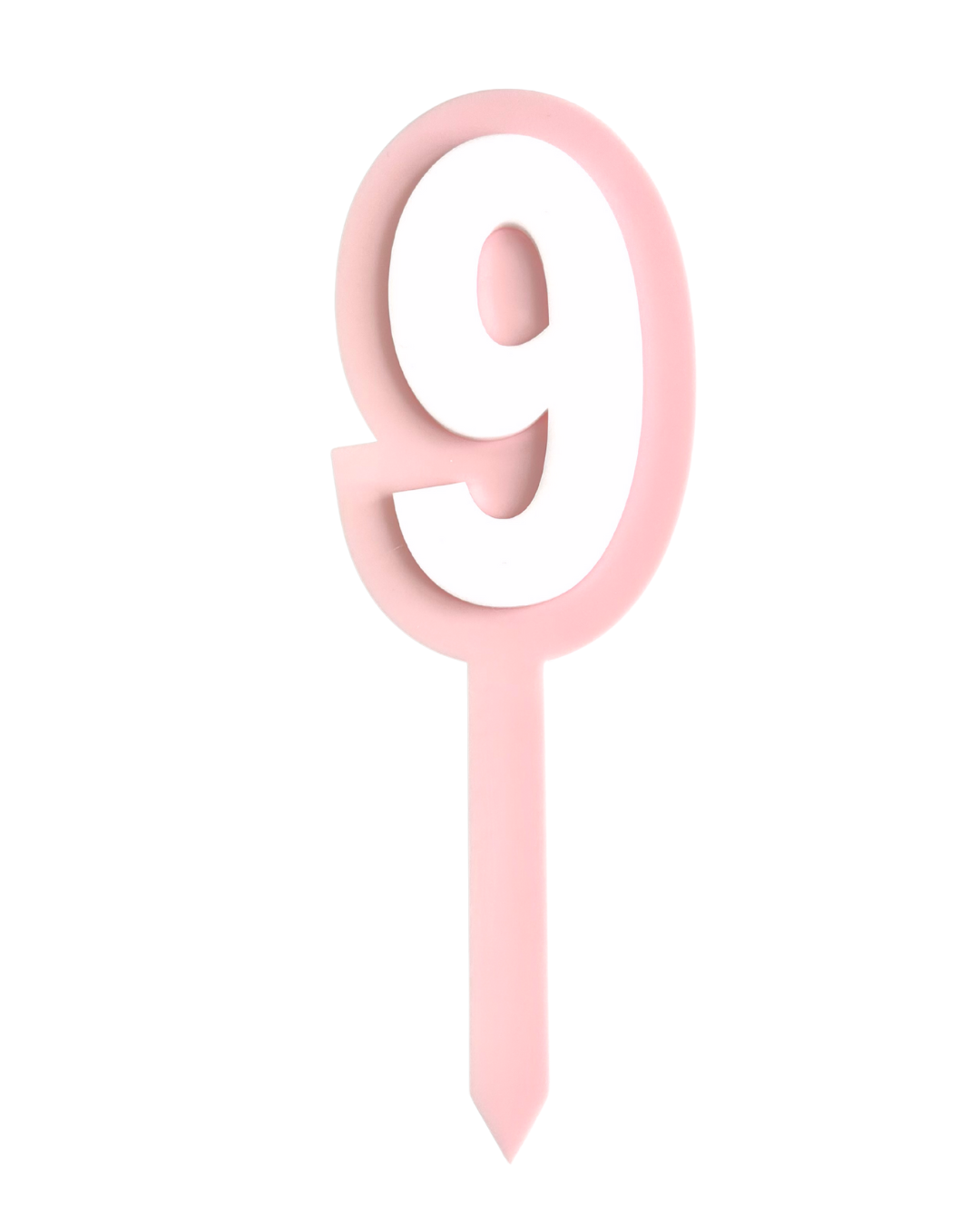 9 PINK+WHITE LAYERED ACRYLIC CAKE TOPPER
