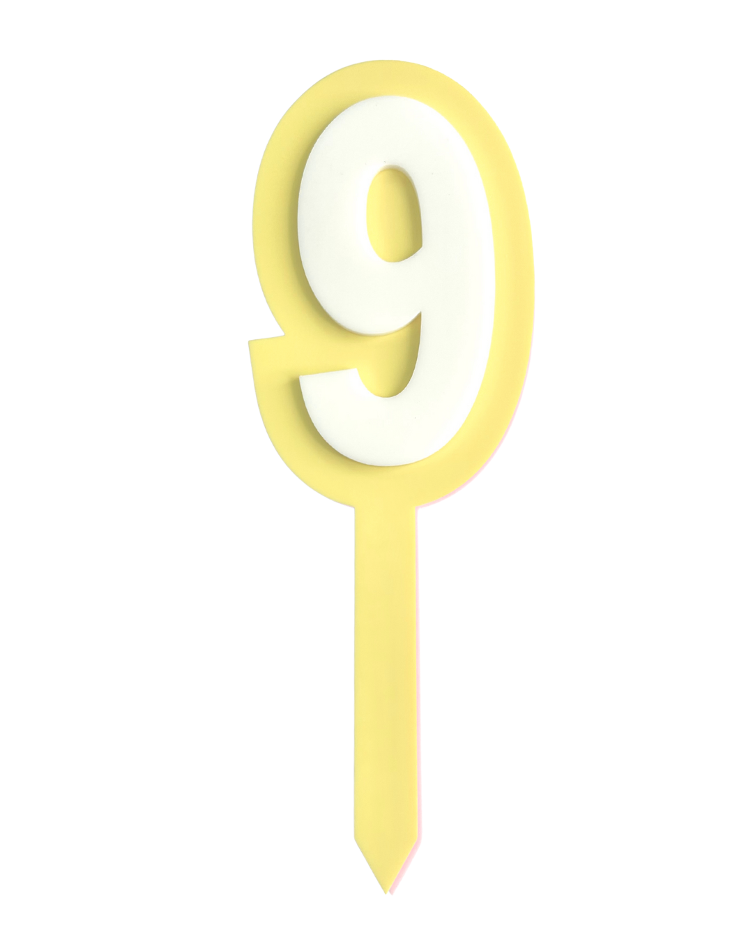 9 LEMON+WHITE LAYERED ACRYLIC CAKE TOPPER