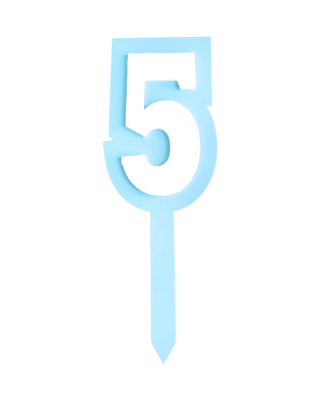 5 BLUE+WHITE LAYERED ACRYLIC CAKE TOPPER