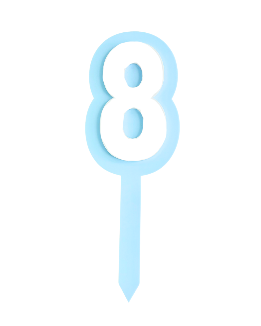 8 BLUE+WHITE LAYERED ACRYLIC CAKE TOPPER