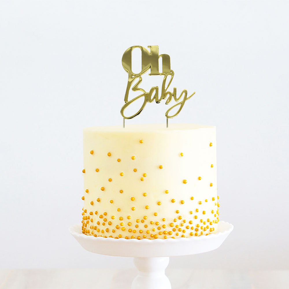 OH Baby Gold Metal Cake Topper