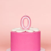 No 0 Pink Metallic Balloon Candle