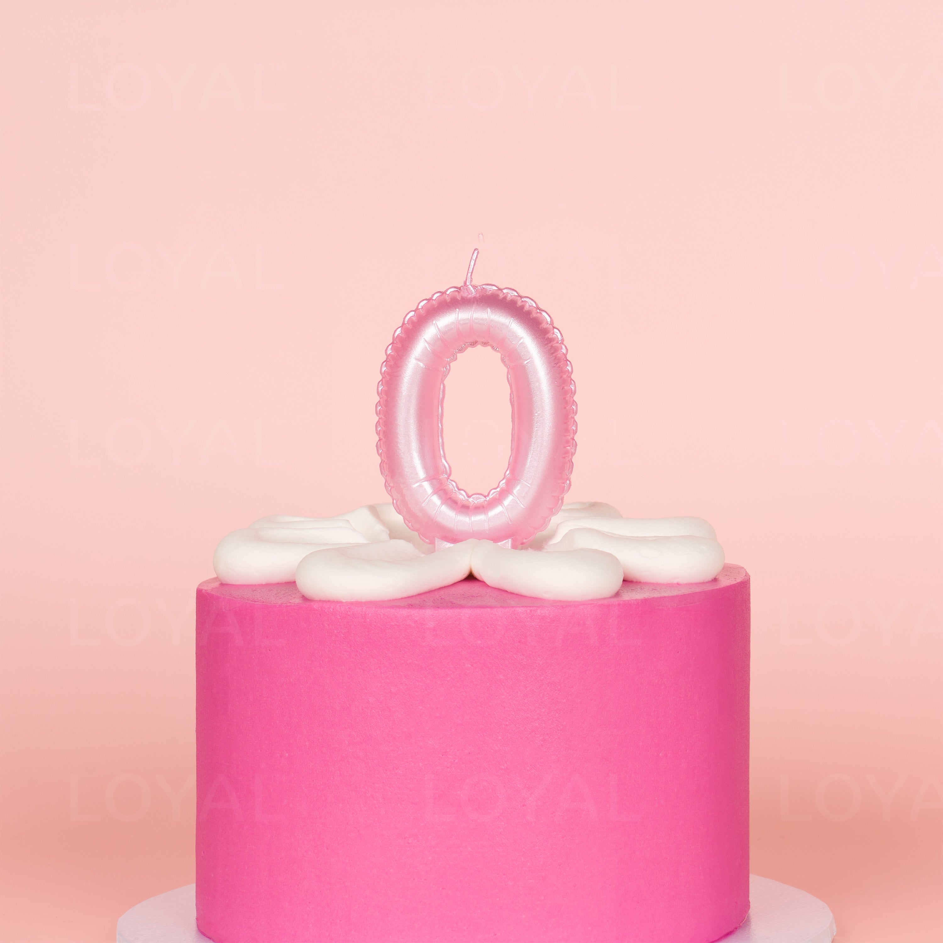 No 0 Pink Metallic Balloon Candle