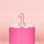 No 1 Pink Metallic Balloon Candle