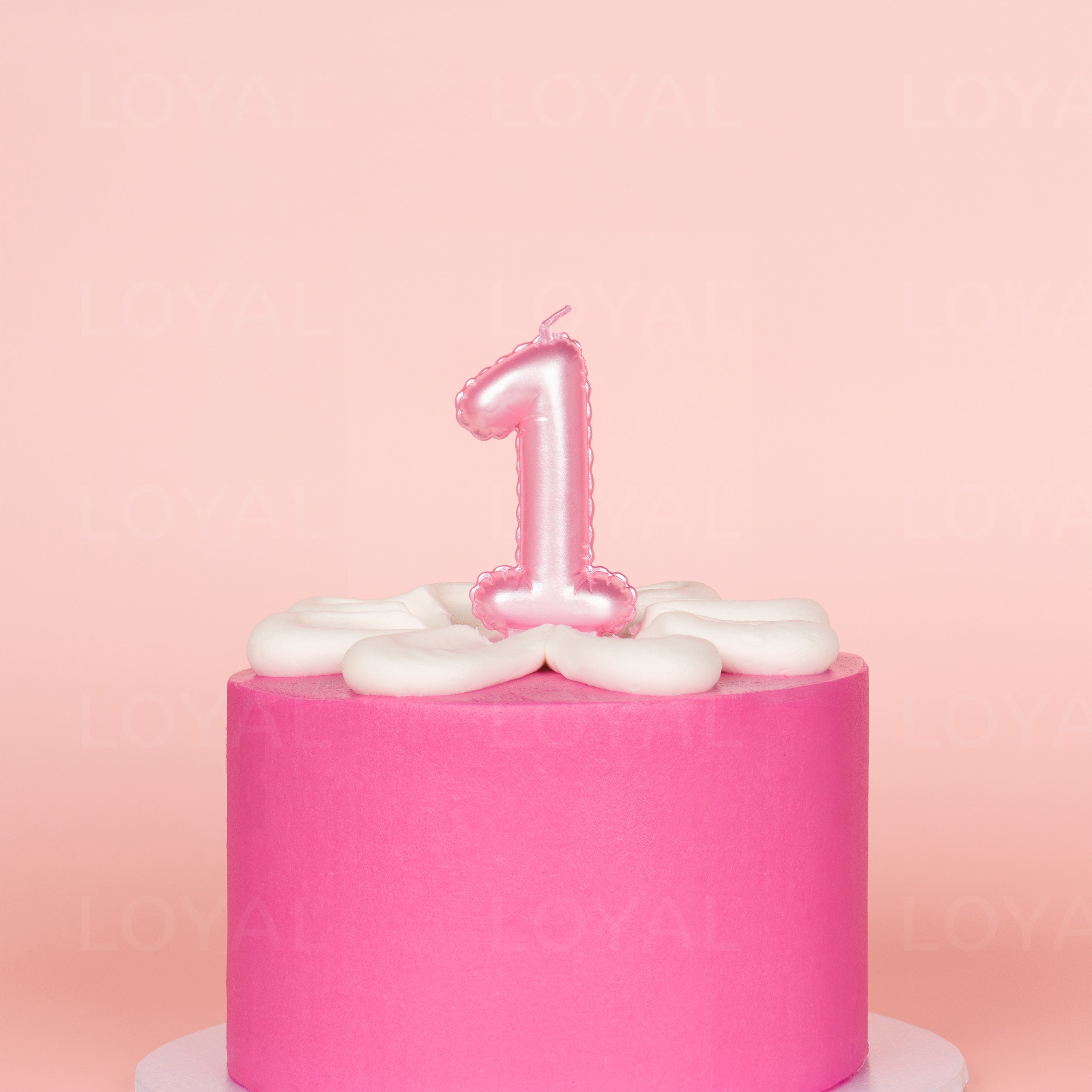 No 1 Pink Metallic Balloon Candle