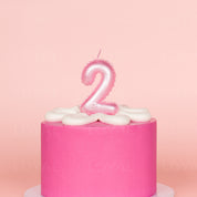 No 2 Pink Metallic Balloon Candle