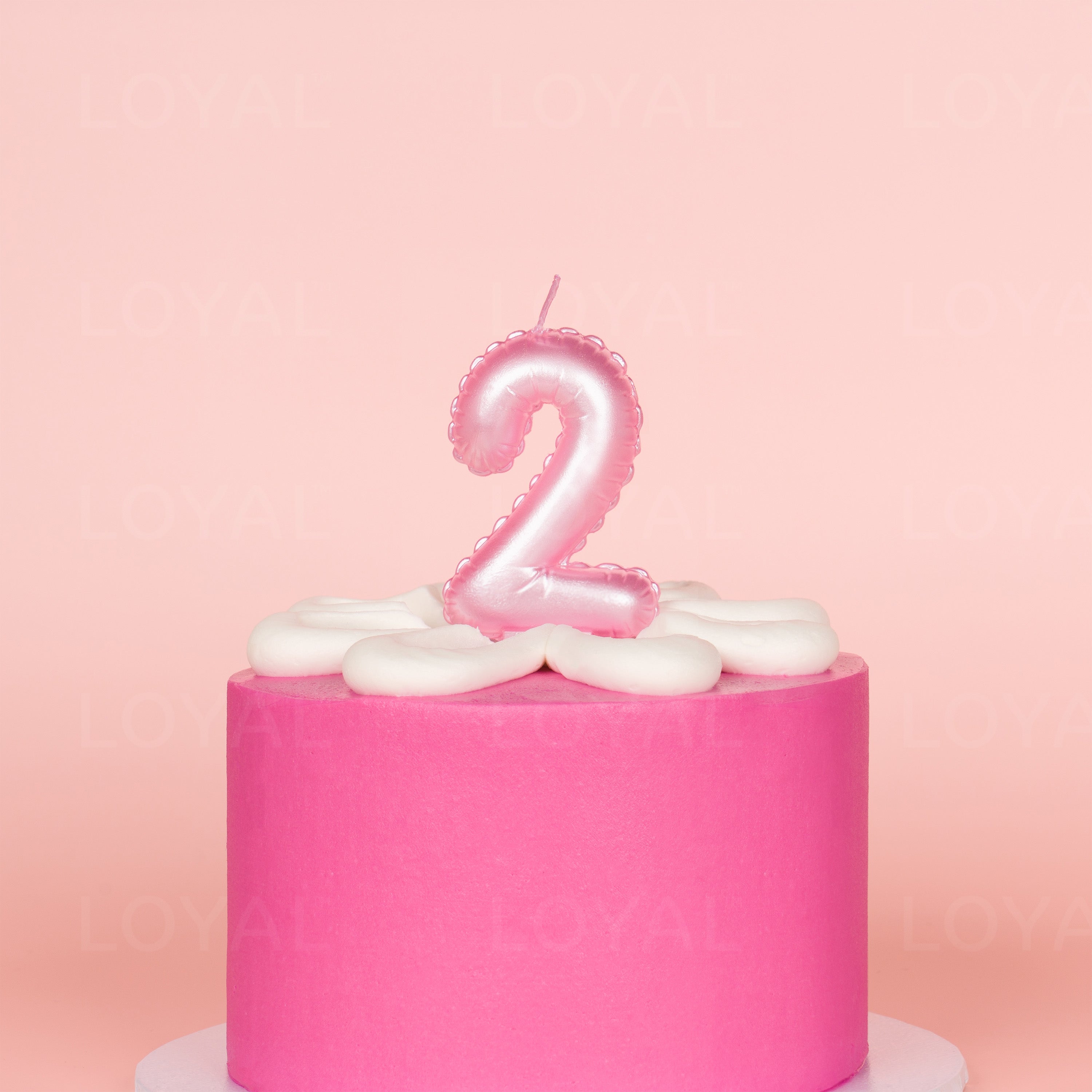 No 2 Pink Metallic Balloon Candle