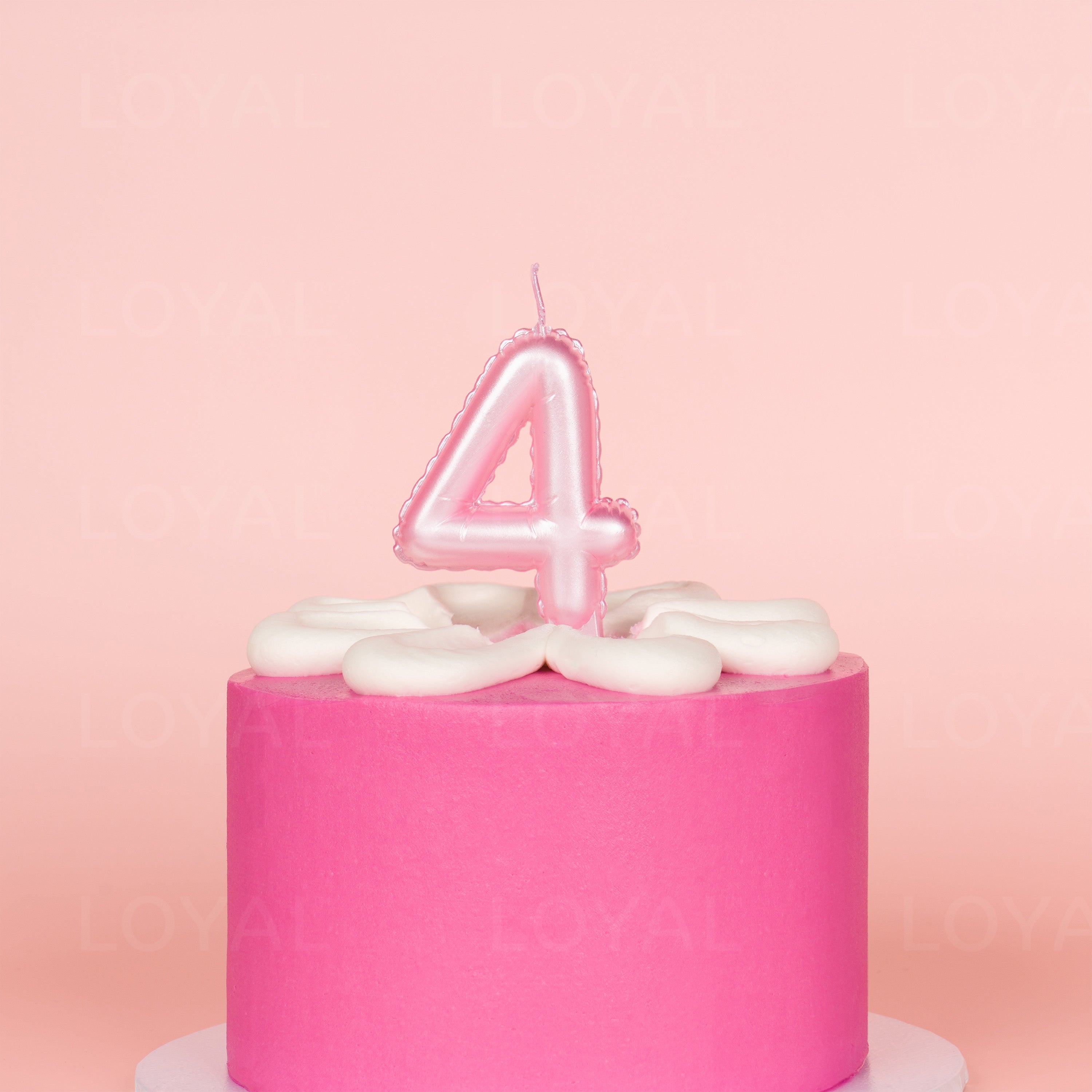 No 4 Pink Metallic Balloon Candle