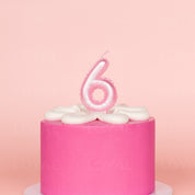 No 6 Pink Metallic Balloon Candle