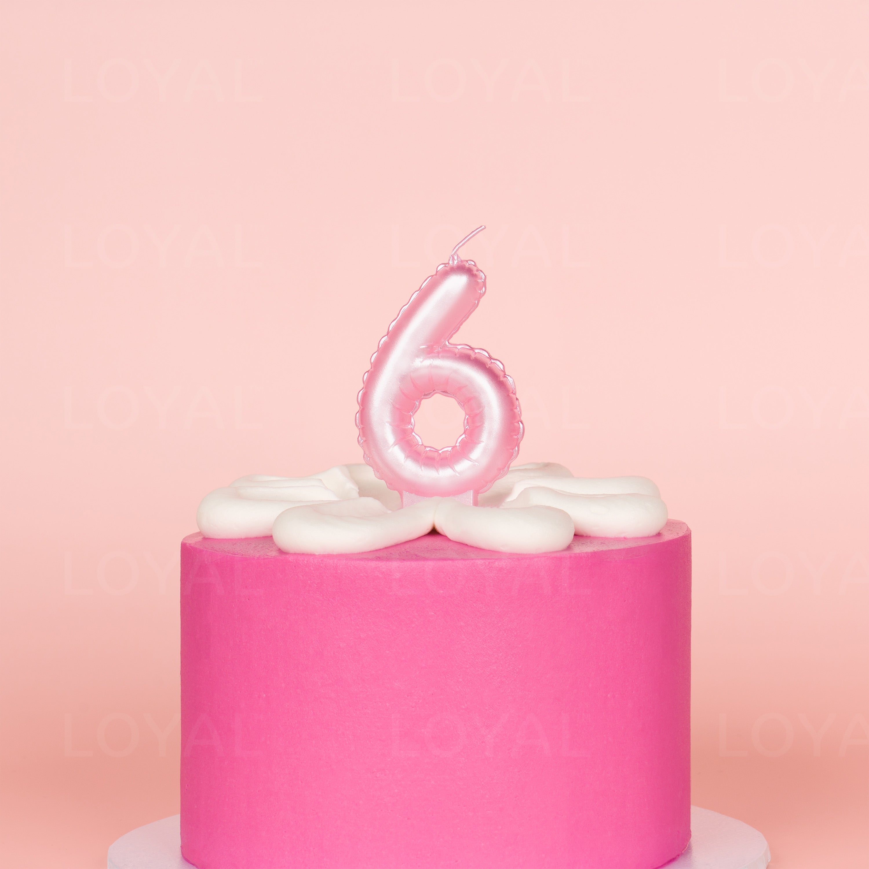 No 6 Pink Metallic Balloon Candle