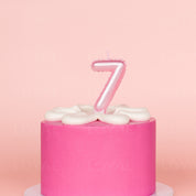 No 7 Pink Metallic Balloon Candle