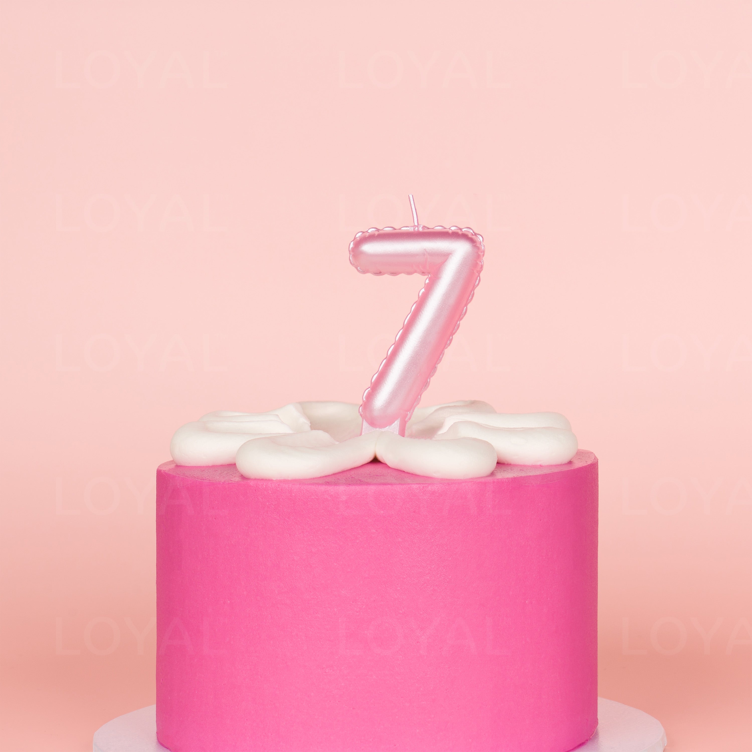 No 7 Pink Metallic Balloon Candle