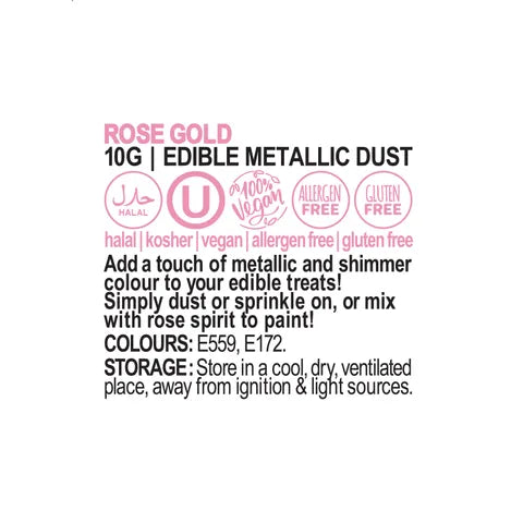 VIVID ROSE GOLD EDIBLE METALLIC DUST 10G