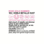 Rose Gold Shimmer Edible Metallic Dust 10g
