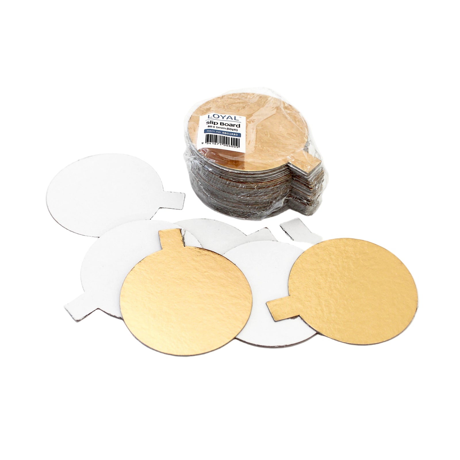 Loyal Gold Foil Round Dessert Board + Tab (50pk)