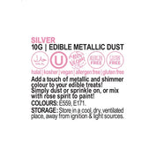 Silver Edible Metallic Dust 10g