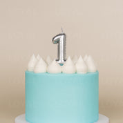 No 1 Silver Metallic Balloon Candle