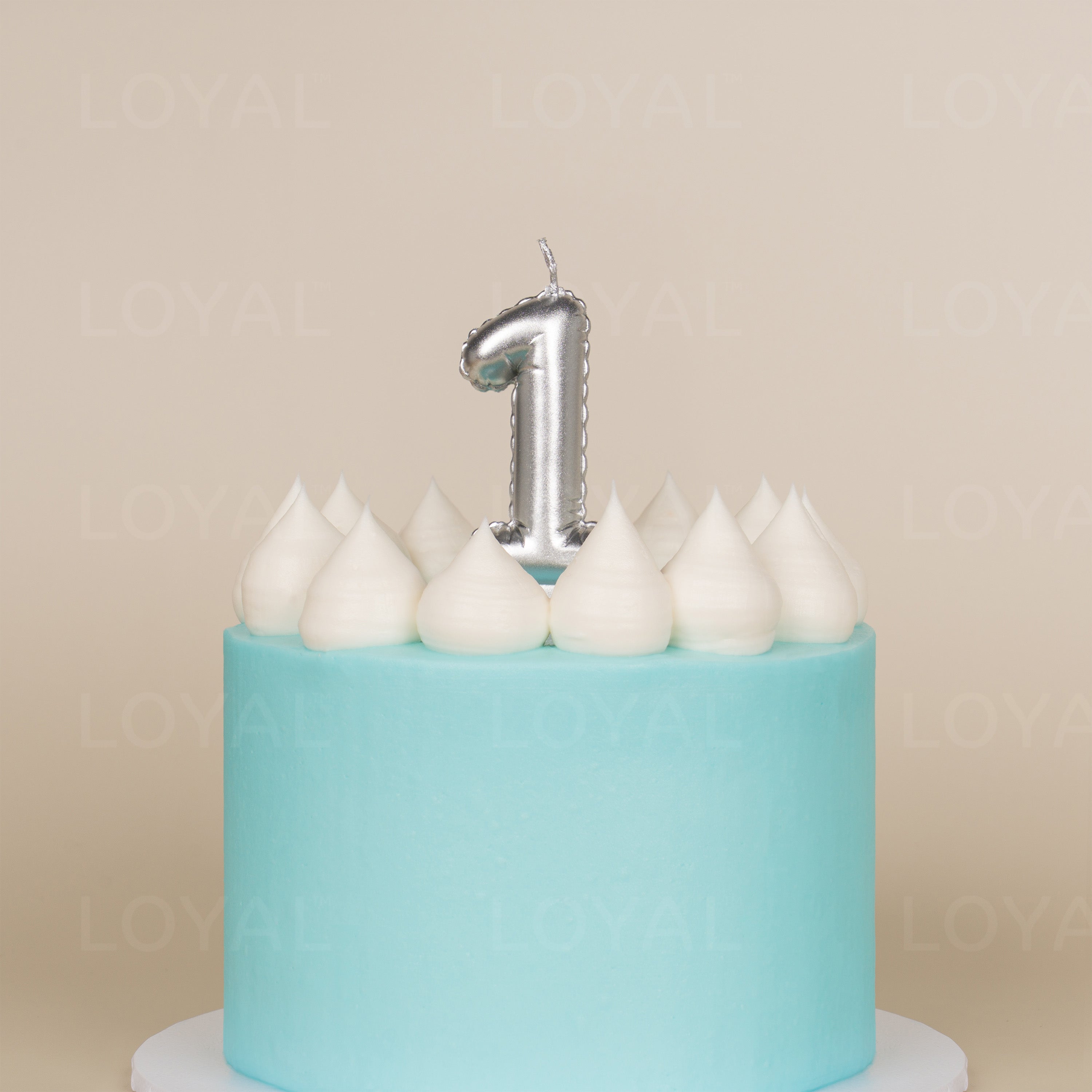 No 1 Silver Metallic Balloon Candle