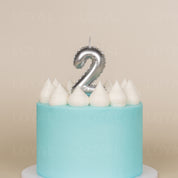 No 2 Silver Metallic Balloon Candle
