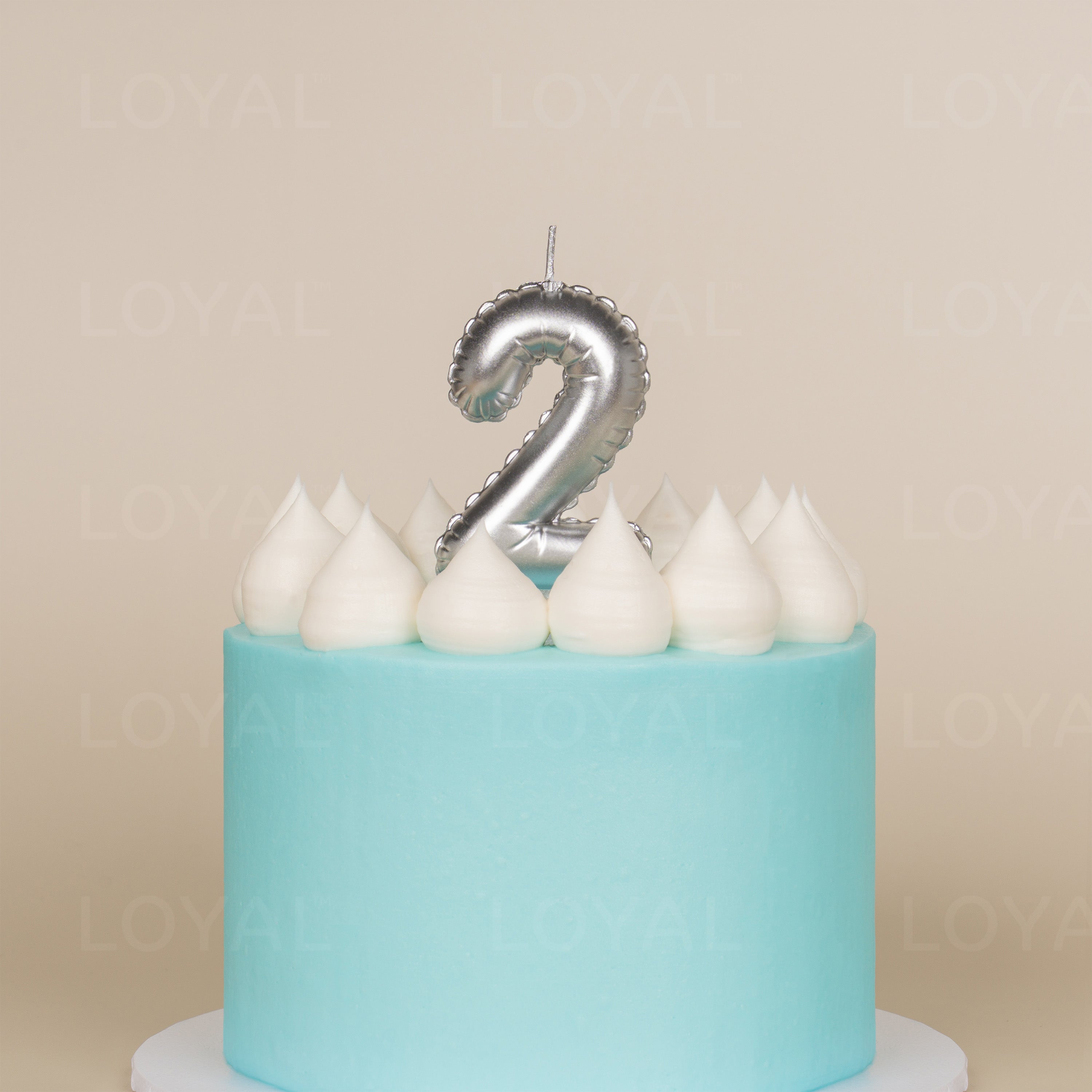No 2 Silver Metallic Balloon Candle