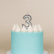 No 3 Silver Metallic Balloon Candle