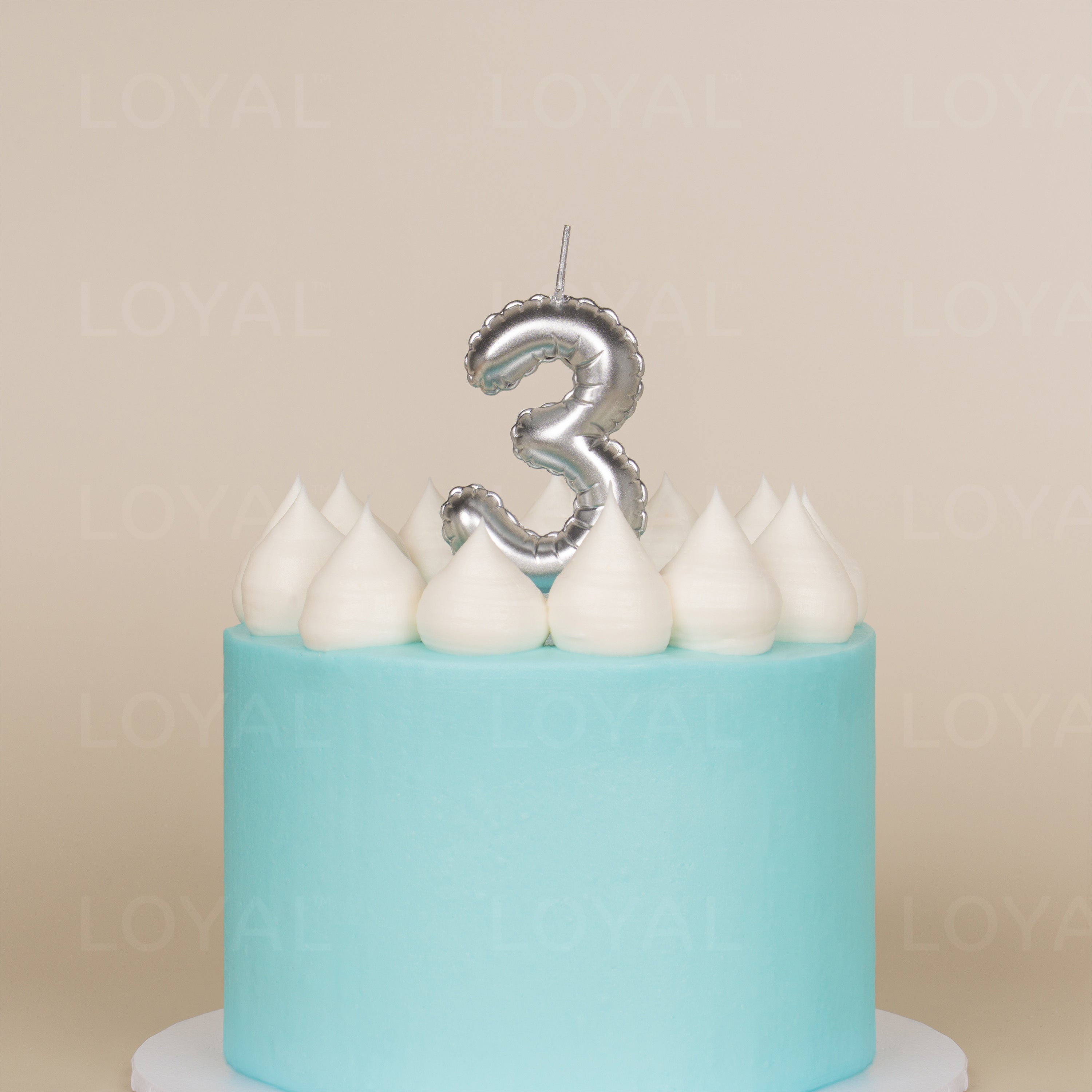 No 3 Silver Metallic Balloon Candle