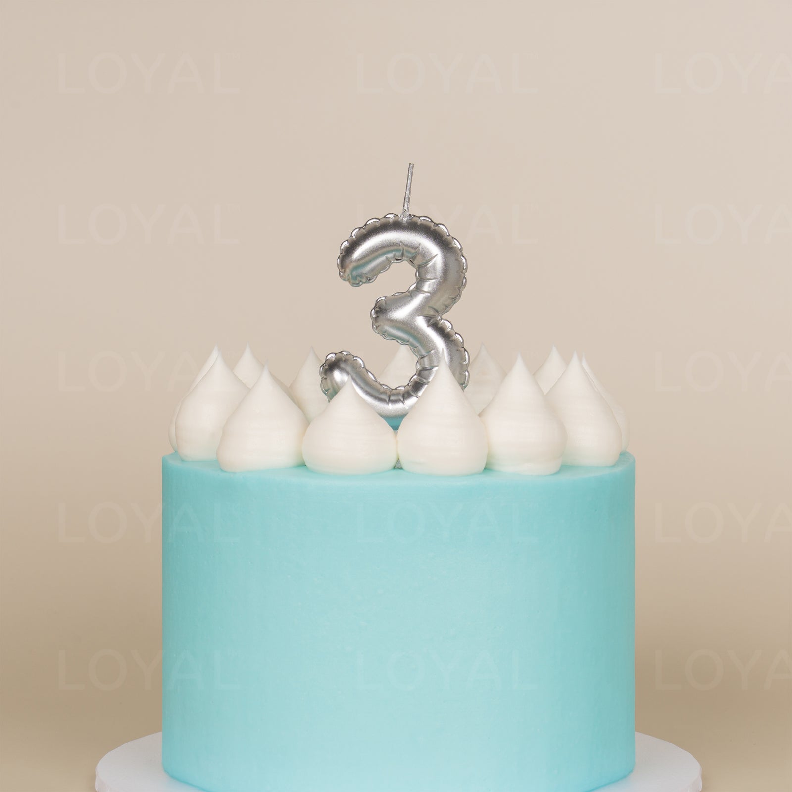 Silver Metallic Balloon Candle No 3