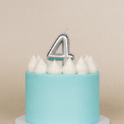 No 4 Silver Metallic Balloon Candle