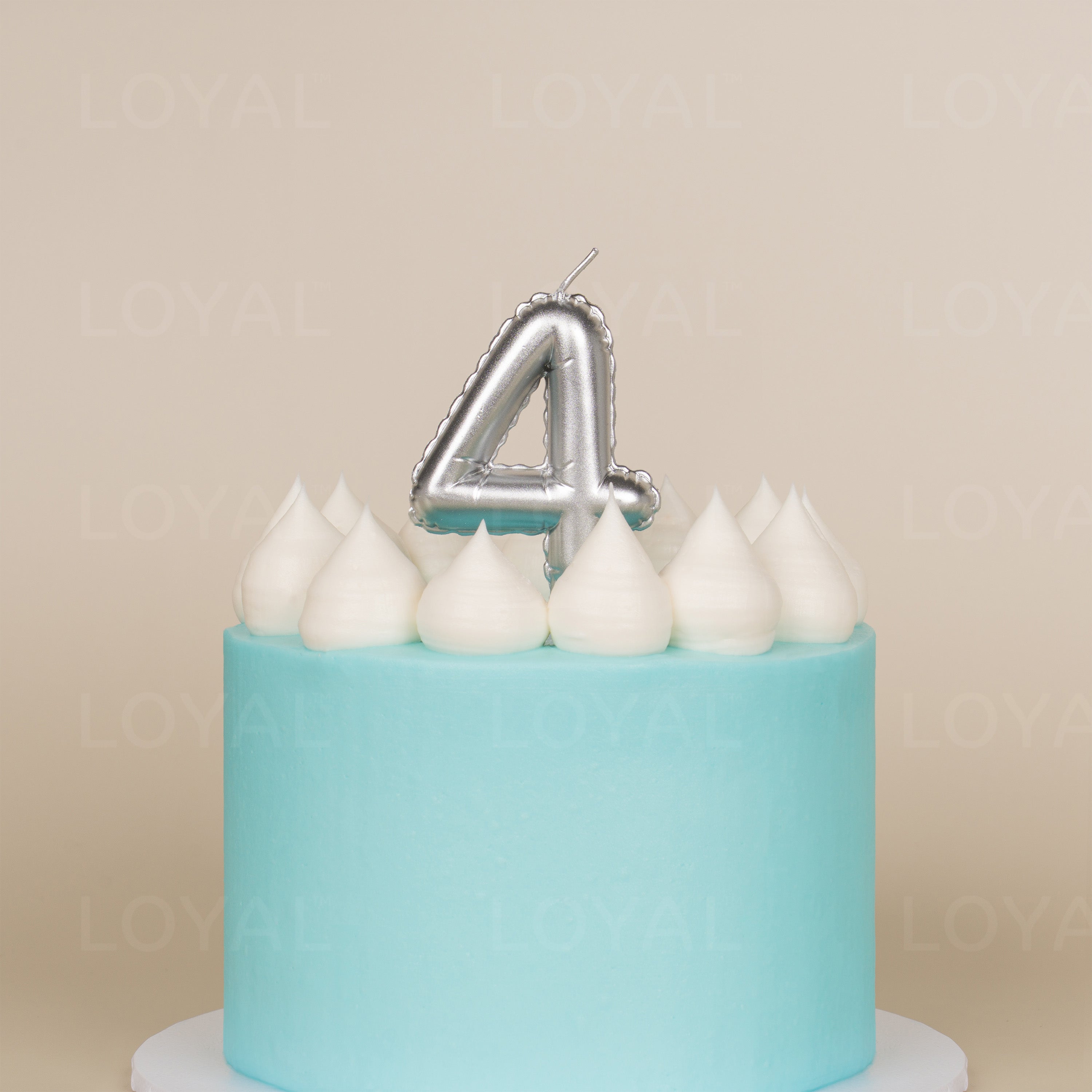 No 4 Silver Metallic Balloon Candle
