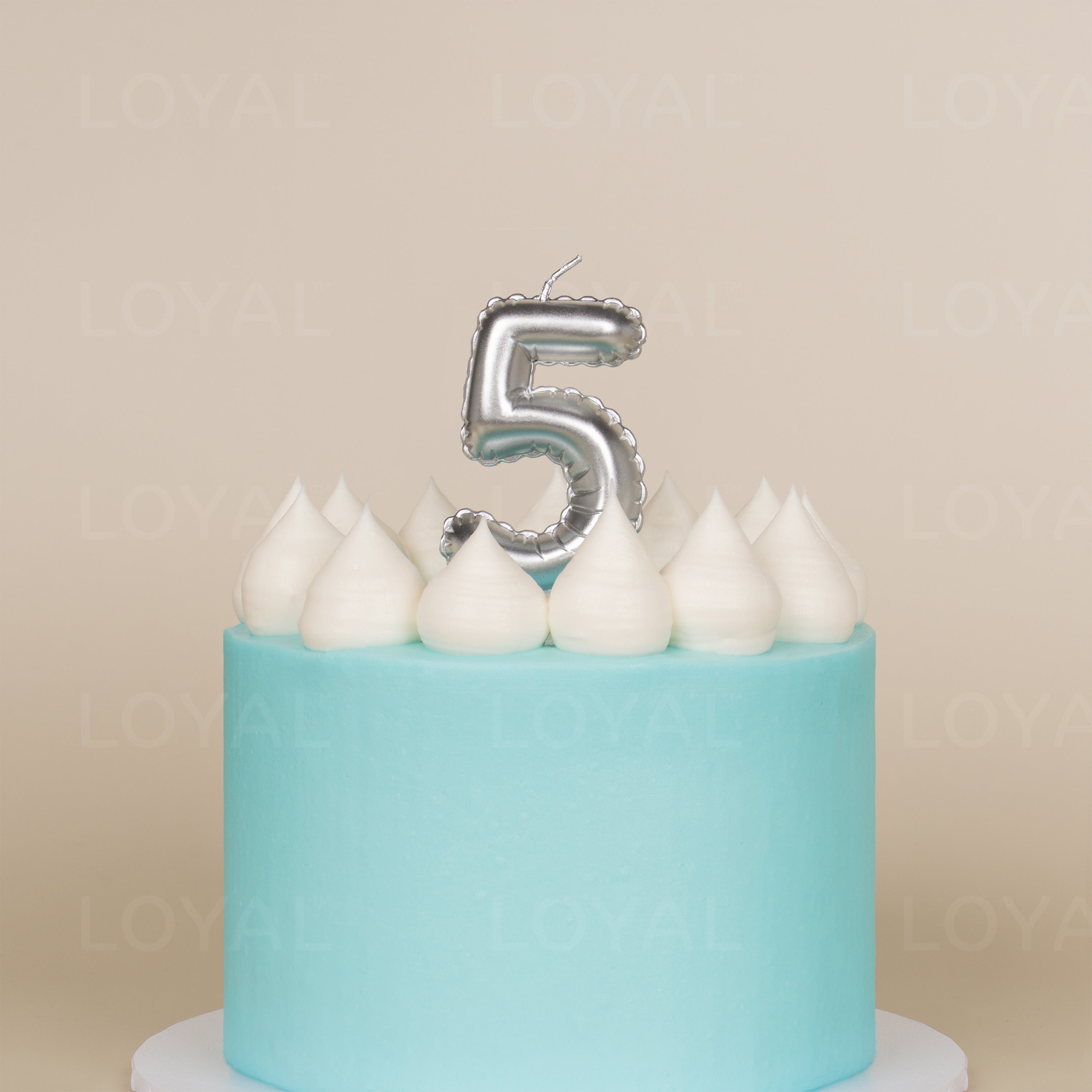 No 5 Silver Metallic Balloon Candle