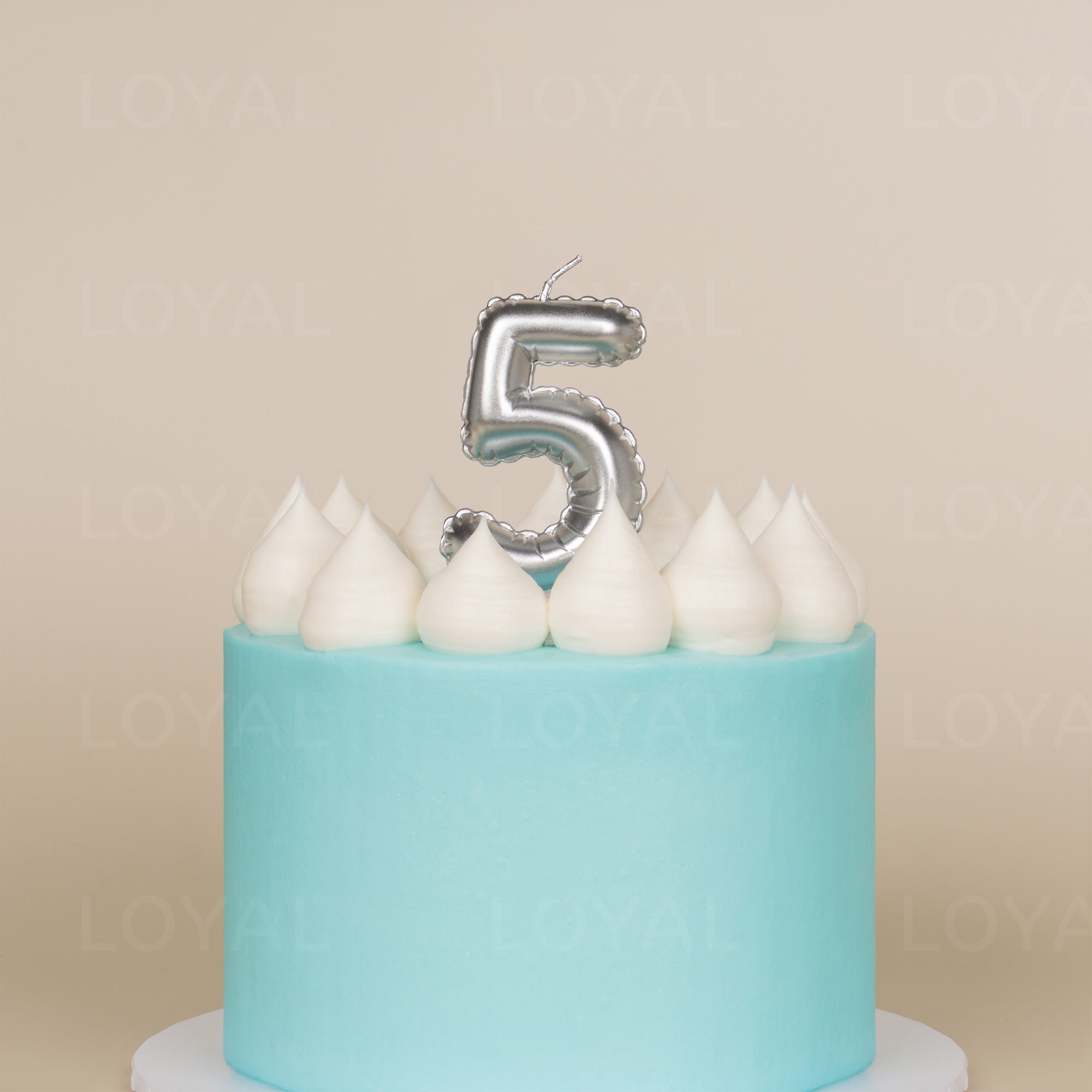 Silver Metallic Balloon Candle No 5