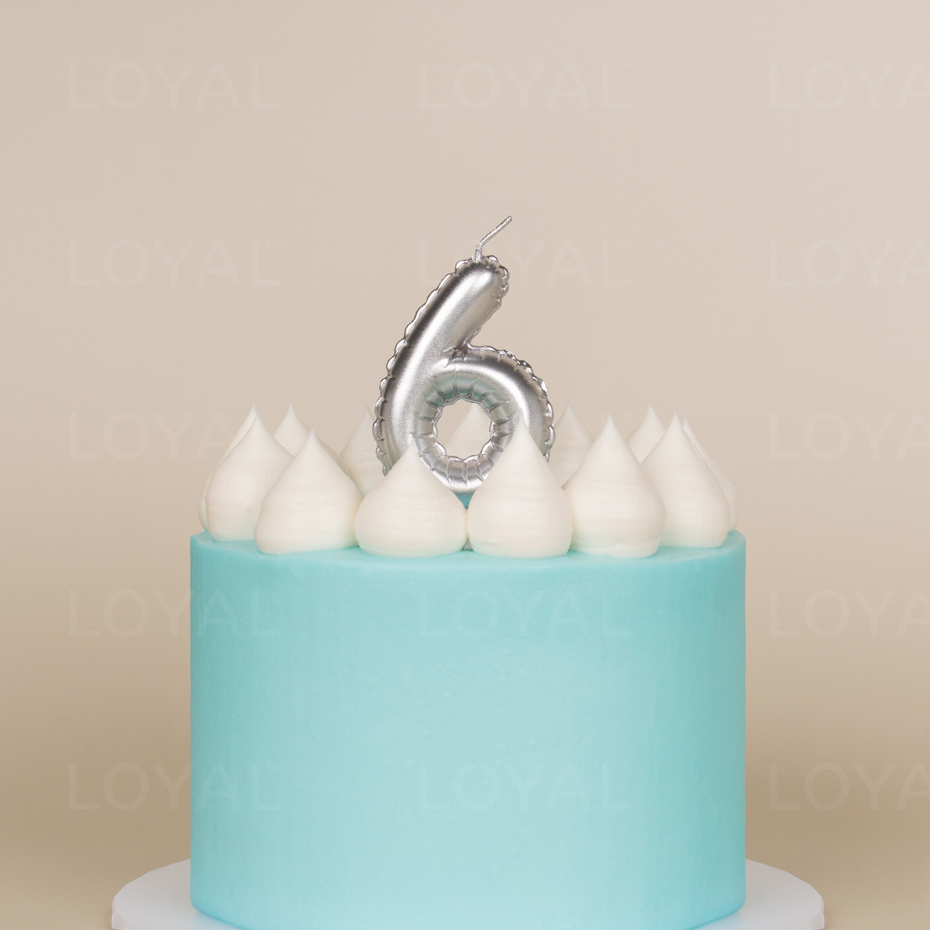 No 6 Silver Metallic Balloon Candle