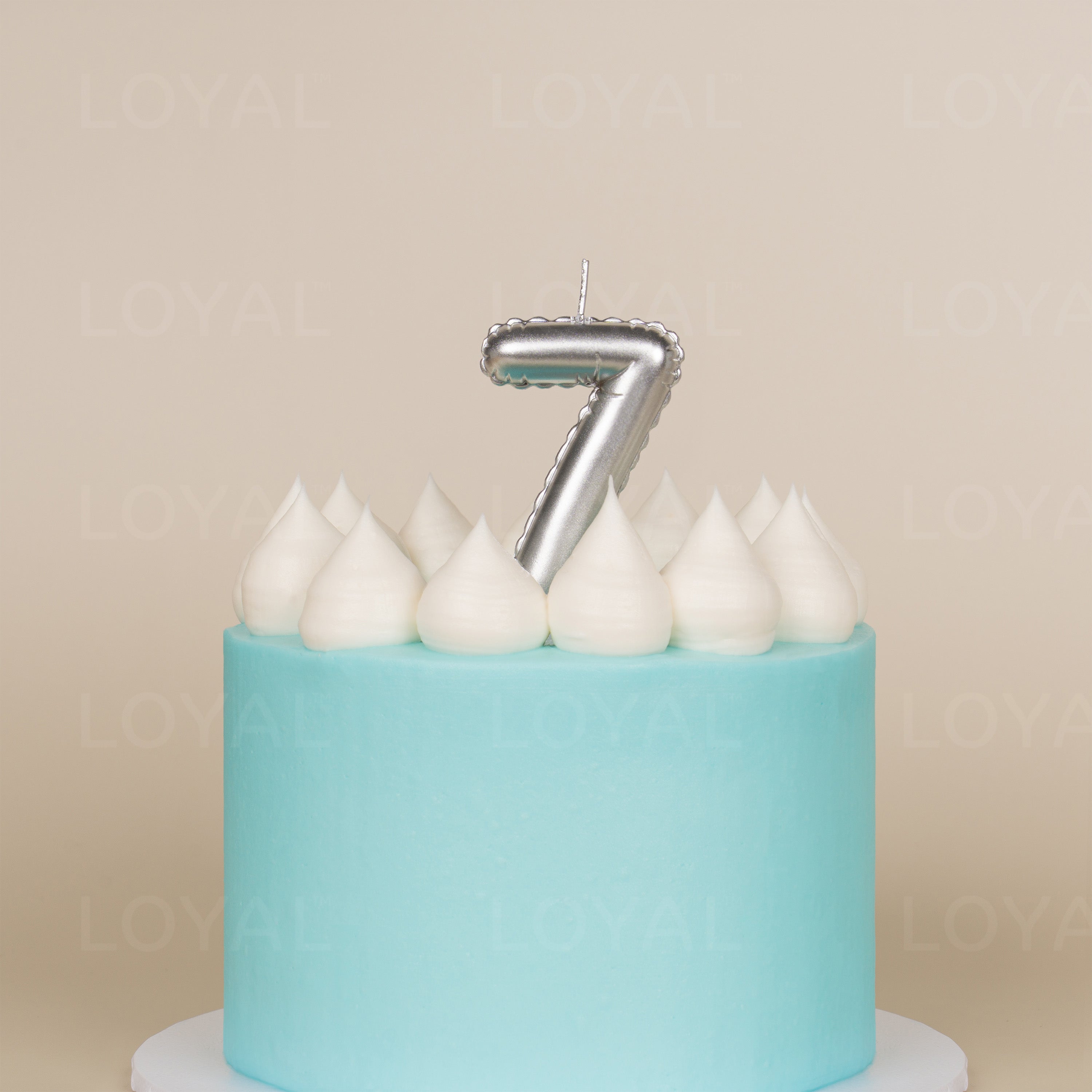 No 7 Silver Metallic Balloon Candle