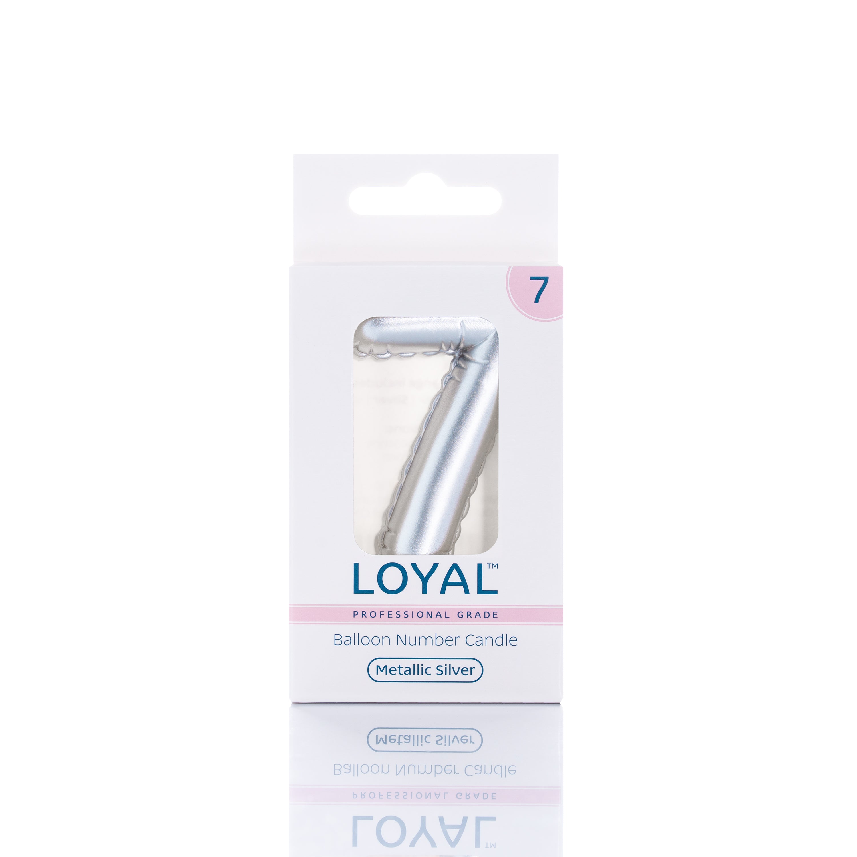 No 7 Silver Metallic Balloon Candle
