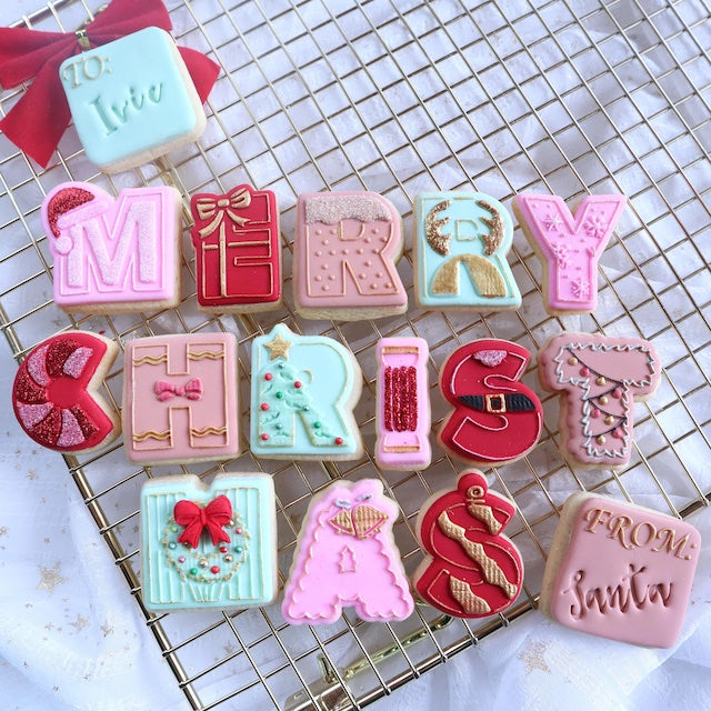 MERRY CHRISTMAS Cookie Debosser & Cutter Set by The Confectionist