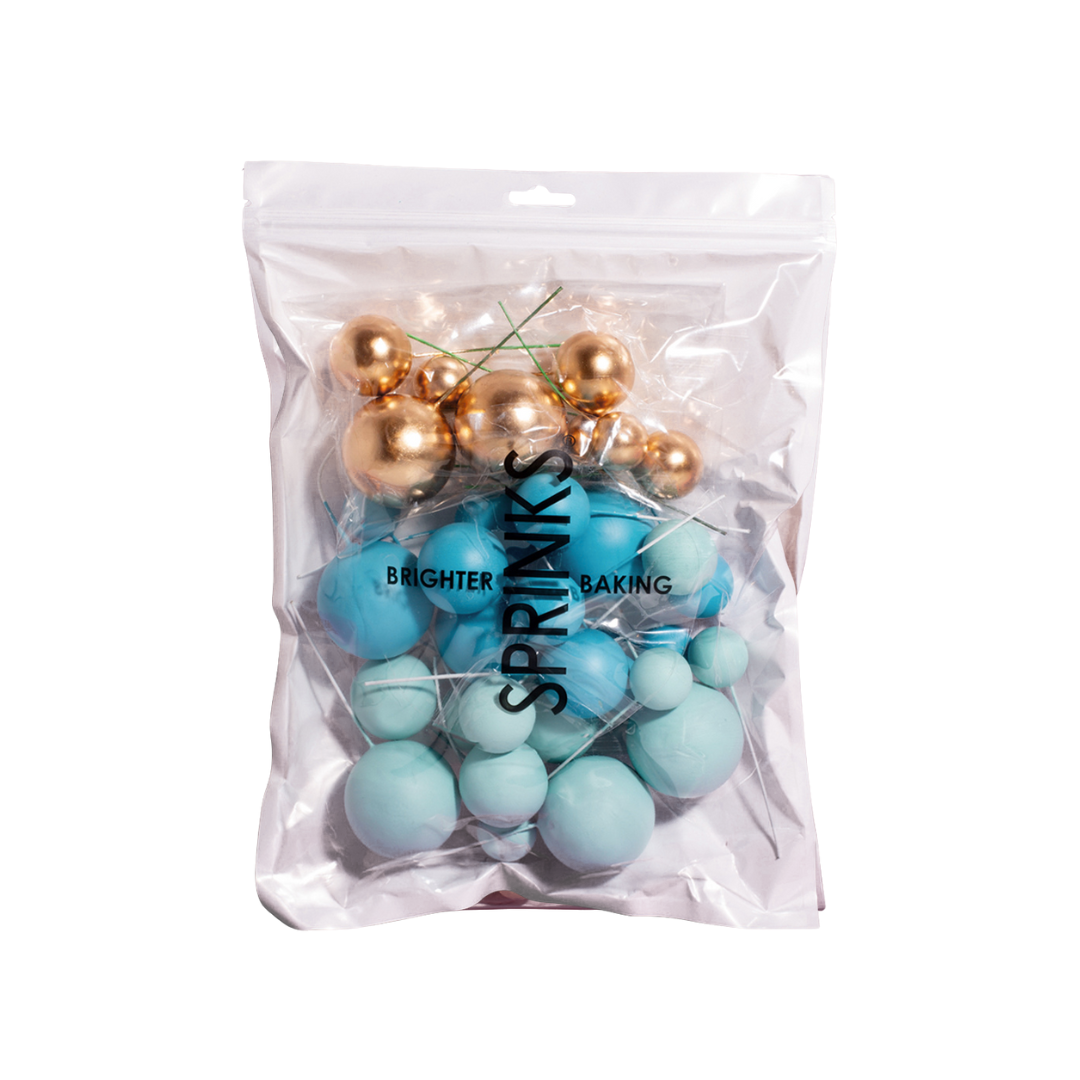 SPRINKS BOLD IN BLUE FOAM BALL TOPPERS 32 piece