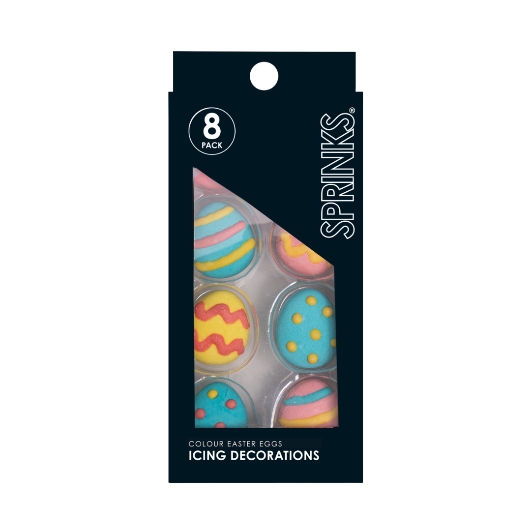 SPRINKS Icing Decorations - COLOURFUL EASTER EGGS (8 pieces)