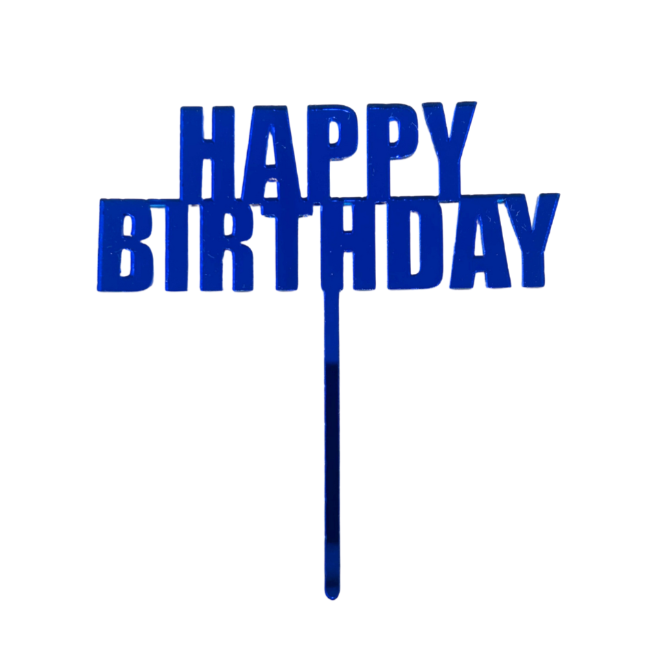Happy Birthday Royal Blue Mirror Acrylic Cake Topper